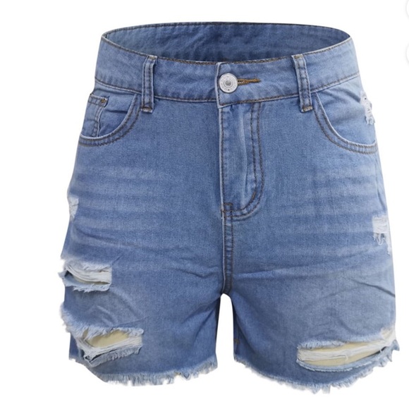 Babysbule Juniors Light Wash Distressed High Rise Denim Shorts Choose Size - Picture 4 of 15